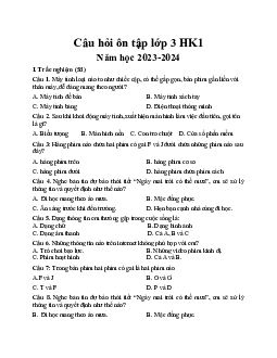 Đề cương ôn tập học kì 1 môn Tin học 3 | Chân trời sáng tạo