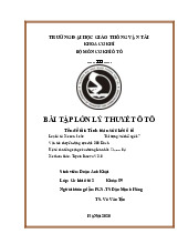 BÀI TẬP LỚN LÝ THUYẾT Ô TÔ: TÍNH TOÁN SỨC KÉO Ô TÔ - BTL 2020. Môn Lý thuyết ô tô | Trường Đại học Giao thông Vận tải.