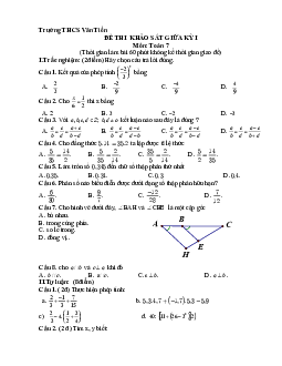 Đề thi giữa kỳ 1 Toán 7 năm 2020 – 2021 trường THCS Văn Tiến – Vĩnh Phúc