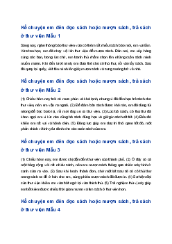 Đoạn văn kể chuyện em đến đọc sách hoặc mượn sách, trả sách ở thư viện | Tập làm văn 4