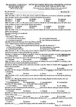 Đề thi chính thức và đáp án mã đề thi 403 môn Tiếng Anh THPT Quốc gia, Kỳ thi tốt nghiệp THPT 2023