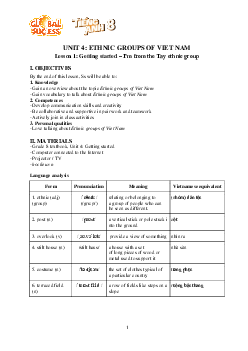 Giáo án Tiếng Anh 8 Unit 4: Ethnic groups of Viet Nam | Global Success