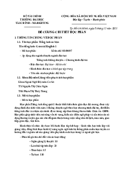 Đề cương học phần Tiếng anh cơ bản