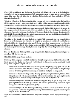 Bài thi cuối khóa môn Marketing cơ bản