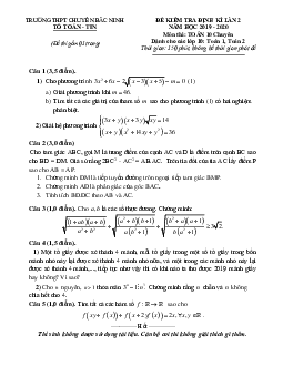 Đề kiểm tra định kỳ lần 2 Toán 10 năm 2019 – 2020 trường chuyên Bắc Ninh