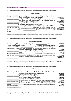 Word formation - Exercises - PASSAGE WORD FORMATION