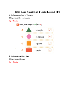 Giải SBT i-Learn Smart Start 2 Unit 2 Lesson 1