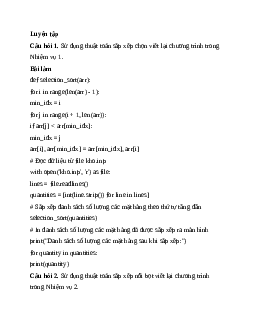 Giải bài 22: Thực hành bài toán sắp xếp  | Tin học 11 Kết nối tri thức