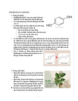 Lý thuyết về Ứng dụng của Quinon