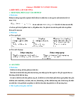 115 câu trắc nghiệm Polime và vật liệu Polime (có đáp án)