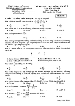 Đề học kỳ 2 Toán 6 năm 2023 – 2024 phòng GD&ĐT Phủ Lý – Hà Nam