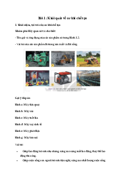 Giải Công nghệ 11 Bài 1: Khái quát về cơ khí chế tạo | Kết nối tri thức