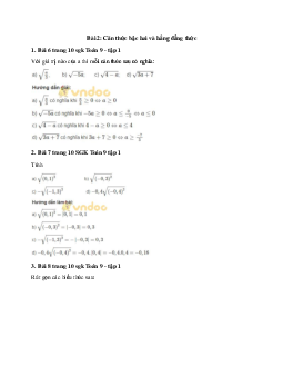 Giải Toán 9 bài 2 Căn thức bậc hai và hằng đẳng thức