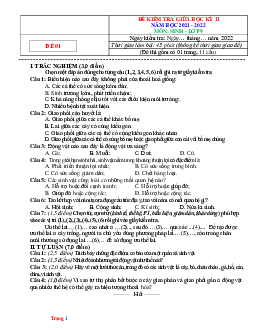 Đề thi giữa HK2 môn Sinh học 9 năm 2021 - 2022 (có đáp án)