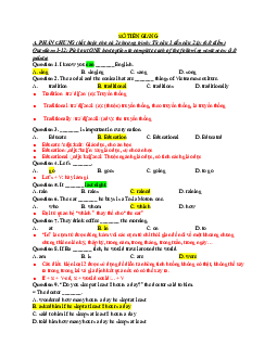 Đề thi tuyển sinh lớp 10 THPT năm học 2022-2023 môn Tiếng Anh (không chuyên) - Sở Giáo dục và Đào tạo Tiền Giang có đáp án và giải thích chi tiết