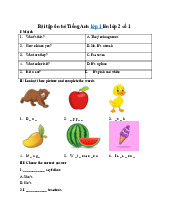 Bài tập ôn hè Tiếng Anh lớp 1 lên lớp 2 số 1