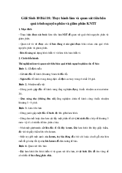 Giải Sinh 10 Bài 18: Thực hành làm và quan sát tiêu bản quá trình nguyên phân và giảm phân | Kết nối tri thức
