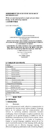 Tiểu luận Ảnh hưởng của việc sử dụng công cụ đa phương tiện trong việc học kỹ năng nói Tiếng Anh cho sinh viên năm 2 tại trường Đại học ở Hà Nội - Kế toán | Đại học Mở Hà Nội