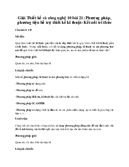 Thiết kế và công nghệ 10 bài 21: Phương pháp, phương tiện hỗ trợ thiết kế kĩ thuật KNTT