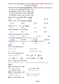 Bài tập toán 6 bộ kết nối tri thức tuần 9 ôn tập chung các phép toán trong tập số tự nhiên