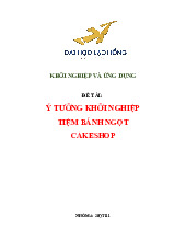 Kế Hoạch Khởi Nghiệp Tiệm Bánh Ngọt | Tiểu luận khởi nghiệp và ứng dụng