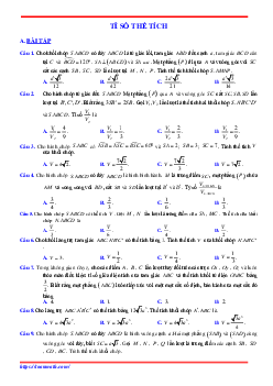 Bài tập tỉ số thể tích khối đa diện có lời giải chi tiết Toán 12