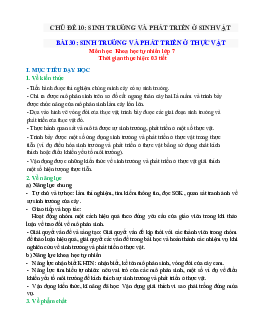 Giáo án Khoa học tự nhiên 7 Sinh học Bài 30: Sinh trưởng và phát triển ở thực vật | Cánh diều