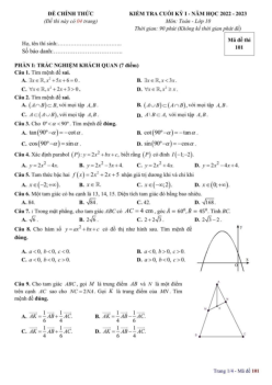 Đề cuối kỳ 1 Toán 10 năm 2022 – 2023 trường THPT chuyên Hạ Long – Quảng Ninh