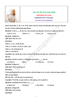 Top 700 Bài tập làm thêm NGỮ PHÁP+TỪ VỰNG ôn luyện thi chuyên Anh