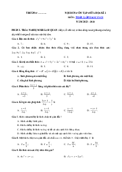 Đề cương ôn tập giữa kì 1 môn Toán 8 năm 2023 - 2024 KNTT
