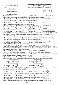 Đề thi học kì 1 Vật Lí 12 Sở GD-ĐT Quảng Nam 2021-2022 có đáp án