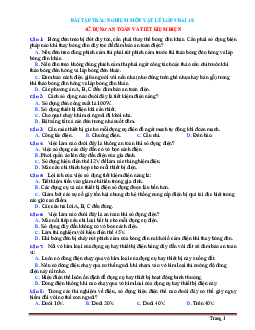 Bài tập trắc nghiệm môn vật lý 9 Bài 19 Sử dụng an toàn và tiết kiệm điện (có đáp án)