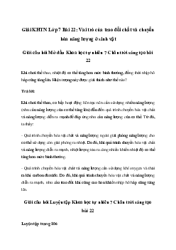 Giải Khoa học tự nhiên 7 Bài 22: Vai trò của trao đổi chất và chuyển hóa năng lượng ở sinh vật | Chân trời sáng tạo