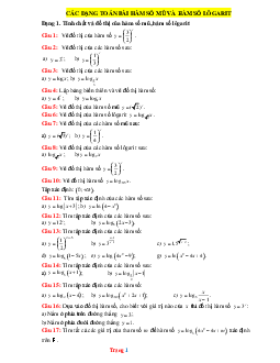 TOP 40 bài tập tự luận Toán 11 Bài 20: Hàm số mũ và hàm số lôgarit