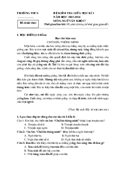 Đề thi giữa kì 1 Ngữ Văn 7 | Đề 4 | Chân trời sáng tạo
