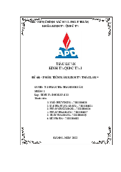 Phân tích nền kinh tế Thái Lan - Kinh tế quốc tế | Học viện Chính sách và Phát triển