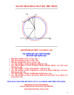 Hệ thống bài tập trắc nghiệm số phức vận dụng cao Toán 12