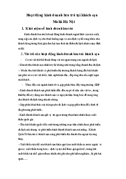 Khái niệm và vai trò của hoạt động kinh doanh lưu trú?