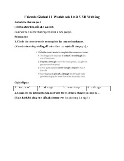 Giải Tiếng anh 11 Workbook Unit 5 5H Writing | Friends Global