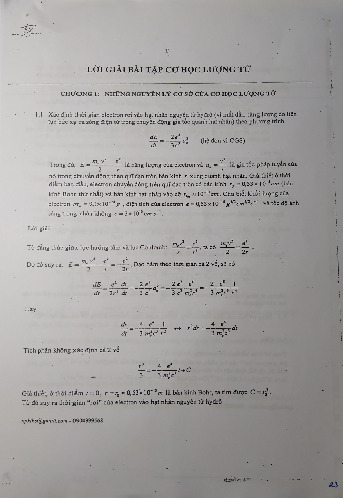 Giải bài tập Cơ học lượng tử | Môn Cơ học lượng tử | Trường Đại học Bách Khoa Hà Nội
