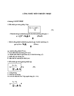 Tổng hợp công thức môn Truyền nhiệt | Đại học Bách khoa Hà Nội