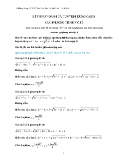 Kỹ thuật ‘đánh cả cụm’ khi dùng Casio giải phương trình vô tỉ – Vũ Hồng Phong