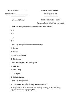 Đề thi giữa học kì 2 môn Công nghệ 7 năm 2023 - 2024 sách KNTT - Đề 7