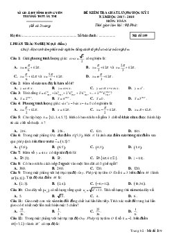 Đề thi HK1 Toán 11 năm học 2017 – 2018 trường THPT Ân Thi – Hưng Yên