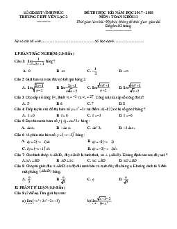 Đề thi học kỳ 2 Toán 11 năm 2017 – 2018 trường THPT Yên Lạc 2 – Vĩnh Phúc