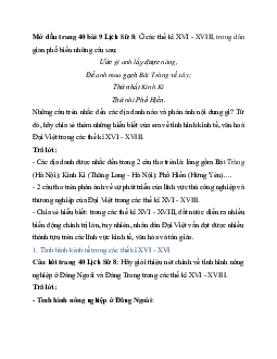 Giải sách giáo khoa Lịch sử 8 bài 9: Tình hình kinh tế, văn hóa, tôn giáo trong các thế kỉ XVI - XVIII | Kết nối tri thức