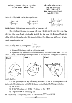 Đề khảo sát Toán 9 tháng 1 năm 2024 trường THCS Thành Công – Hà Nội