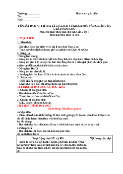 Giáo án Địa lí 7 Bài 22: Vị trí địa lí, lịch sự khám phá và nghiên cứu châu Nam Cực | Chân trời sáng tạo