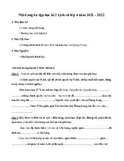 Đề cương ôn tập học kì 2 môn Lịch sử lớp 4 năm 2022 - 2023 | đề 1