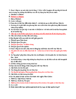 Câu hỏi trắc nghiệm ôn tập học phần Triết học Mac-Lênin